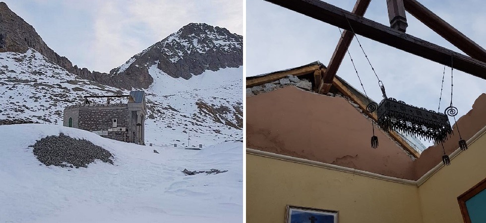 Foto di Stefano Florio tratta da Fb Rifugio Garibaldi all'Adamello Tetto scoperchiato e interni distrutti (LE FOTO): la chiesetta della Grande guerra sull'Adamello danneggiata dalle raffiche